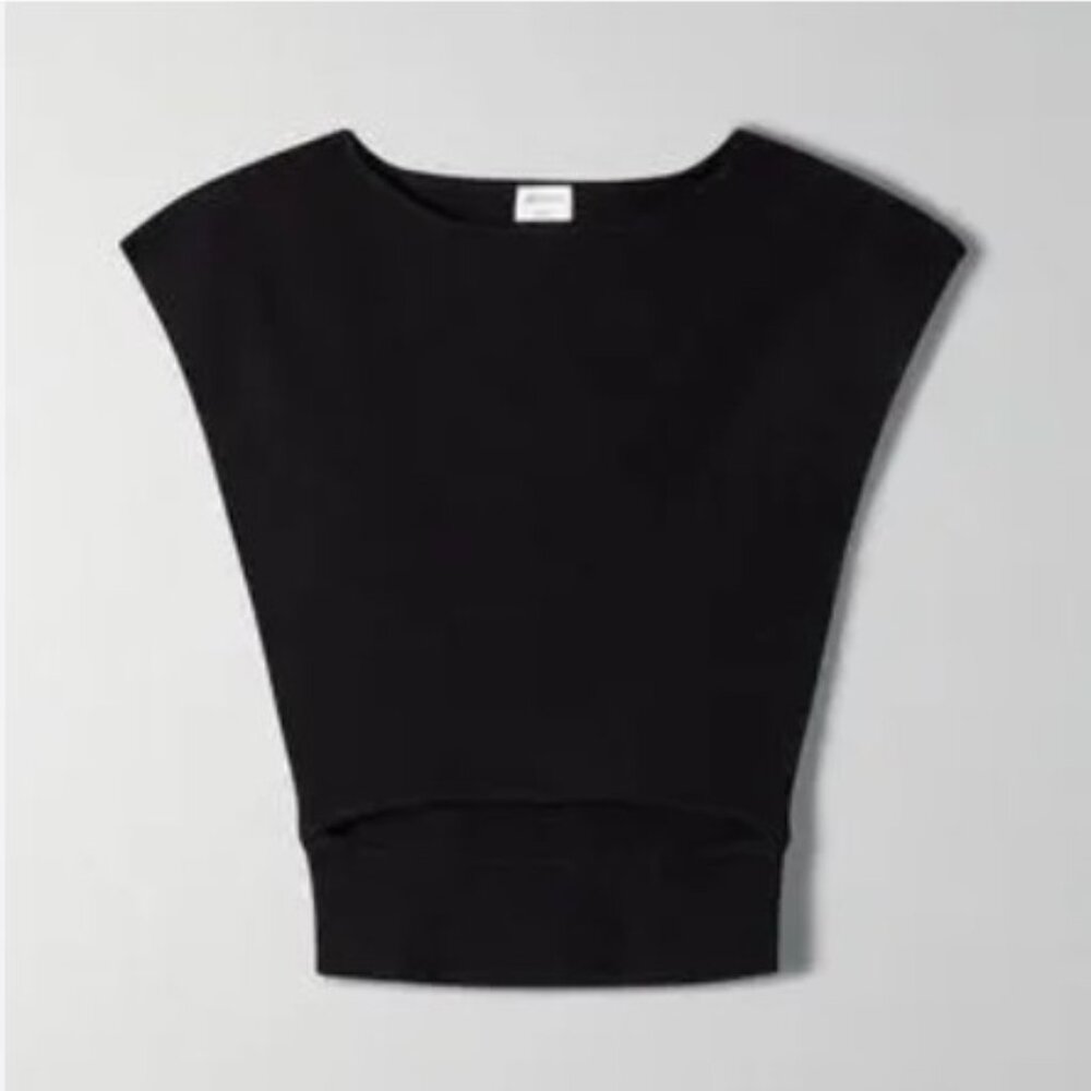 Aritzia Wilfred Black Cut-Out Knit Top